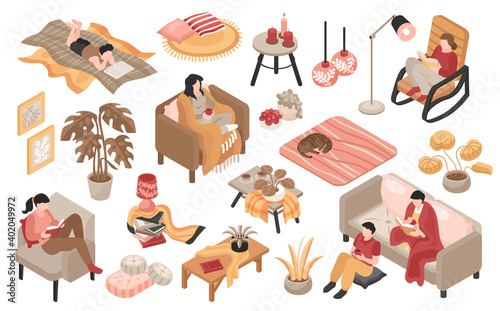 Isometric Cozy Home Icon Set