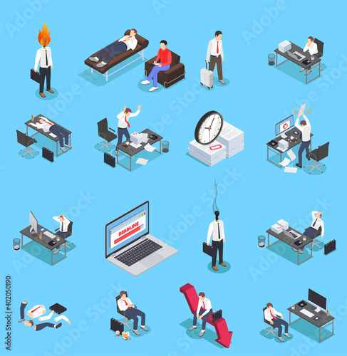 Burnout Depression Icon Set