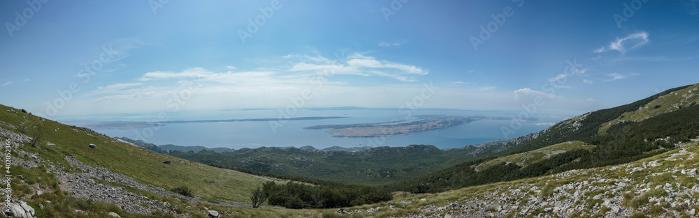 View on Adriatic sea from the top of Velebit national park mountains.