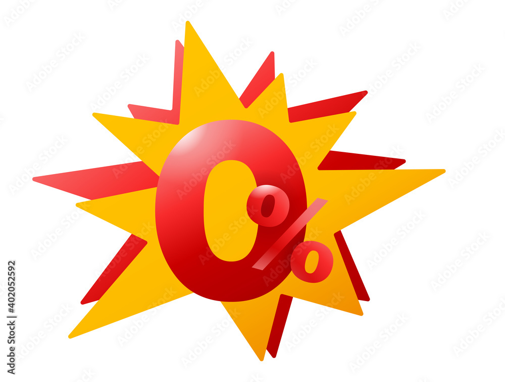 Zero percent commission with yellow burst shape Zero percent commission with yellow burst shape