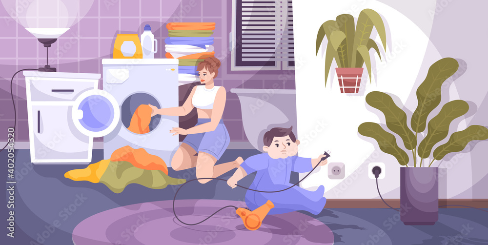 Obraz premium Child And Socket Danger Background