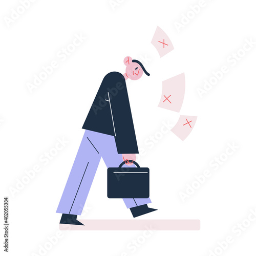Man walking with briefcase and feeling unable to find job