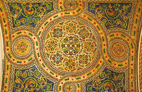 The mosaic art on the ceiling of St. Louis Cathed photo