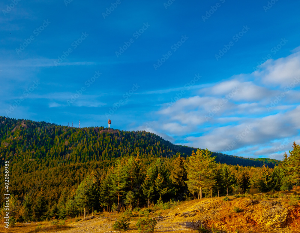 autumn landscape with mountains and sky, Trebevic, Sarajevo