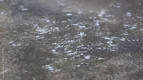 Rain drop splashing on ground