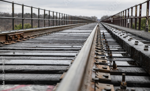 Fototapeta Naklejka Na Ścianę i Meble -  Empty railway bridge and train tracks