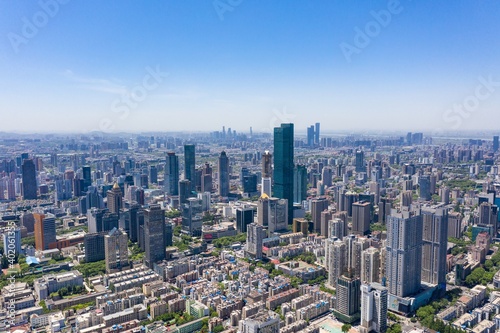 Aerial view of urban Nanjing city in a sunny day