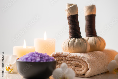 Spa background composition. Massage  oriental therapy  wellbeing and meditation concept.