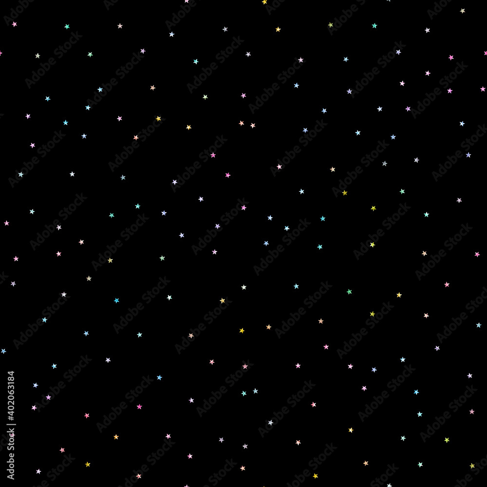 small rainbow glitter stars seamless pattern fun celestial galaxy night sky background