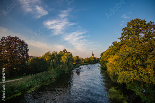 View of the Havel river in Potsdam from bridge in summer with blue sky  Germany