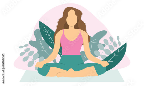 Woman doing yoga in nature. Concept for yoga  meditation  relaxation.