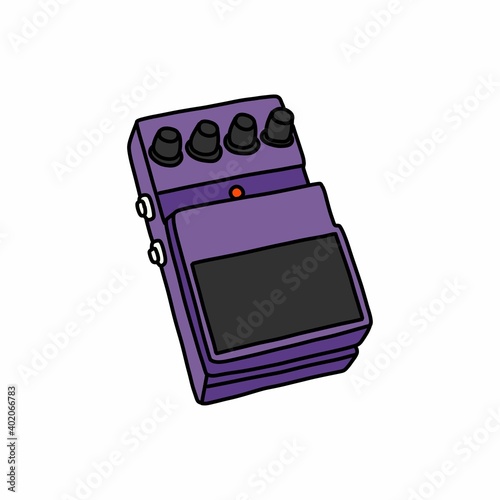 distortion pedal doodle icon, vector color illustration