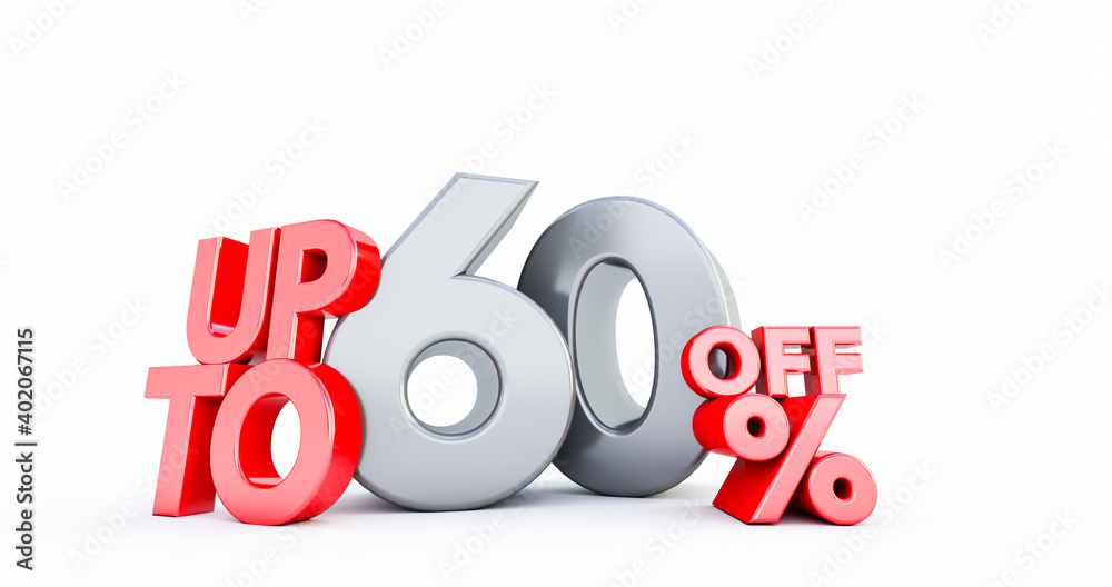 red 60% Number isolated on white background . 60 sixty percent sale. Black friday idea. up to 60%. 3D render red 60% Number isolated on white background . 60 sixty percent sale. Black friday idea. up to 60%. 3D render
