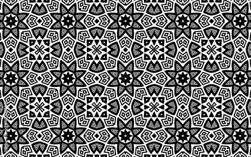 Unique geometric background in Indian doodling style.
Abstract black white pattern for wallpaper, coloring books, business cards, textiles.