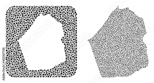 Map of Dubai Emirate mosaic created with rounded items and subtracted space. Vector map of Dubai Emirate mosaic of dots in various sizes and grey shades. Created for abstract promotion.