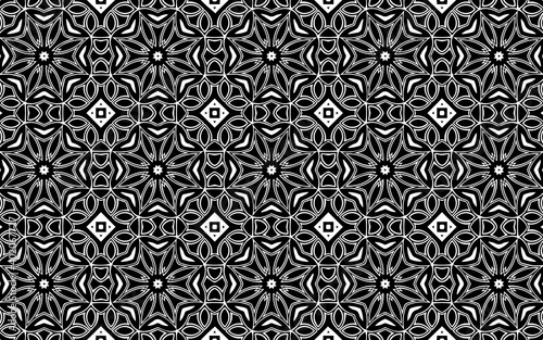 Ethnic unique geometric background in Mexican, Native American, African style for coloring. Abstract black white template.