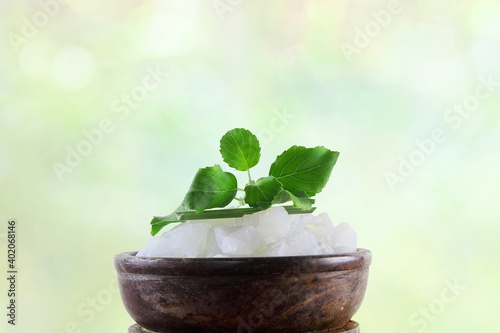 camphor for aroma therapy on aroma lamp for cosmetics, spa, health, nature concept photo