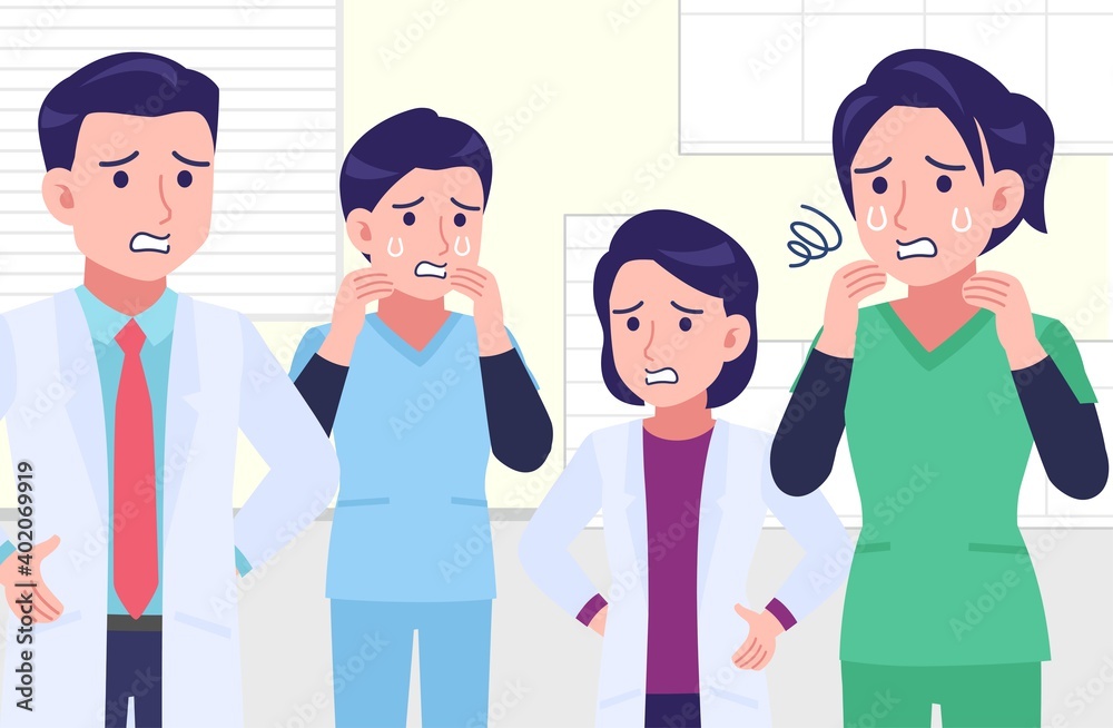 Young and healthy healthcare professionals with background Young and healthy healthcare professionals with background