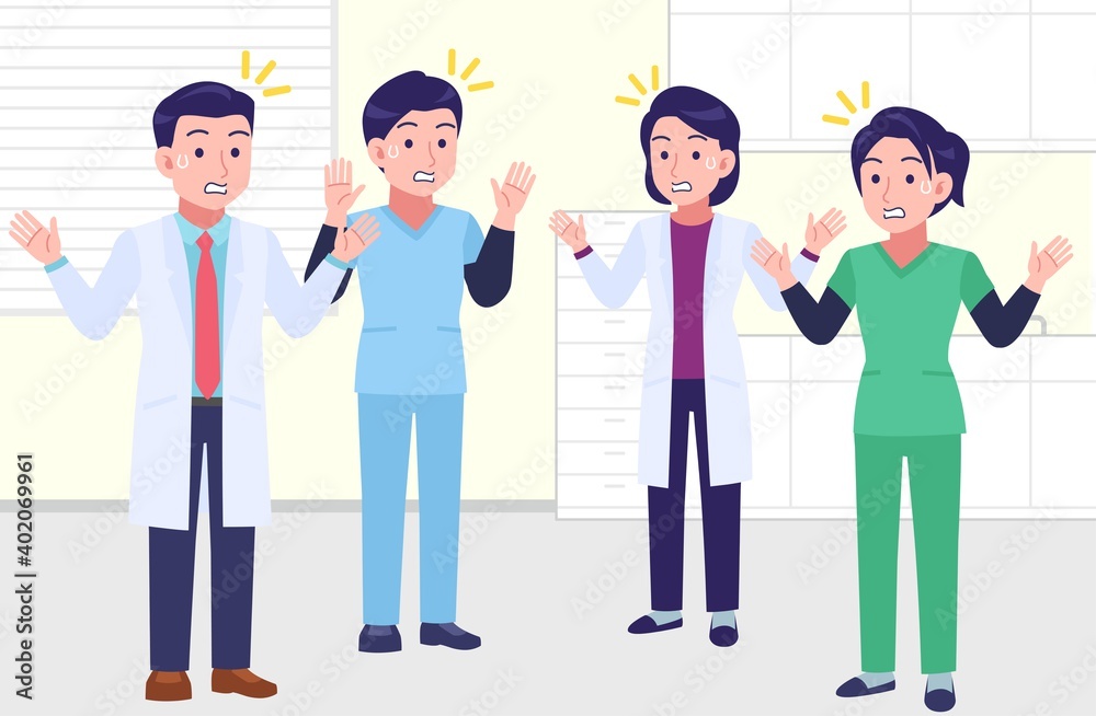 Fototapeta premium Young and healthy healthcare professionals with background