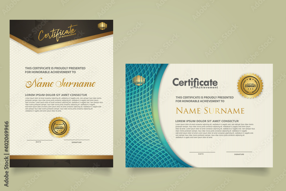set elegant and futuristic certificate template with lines circle ...
