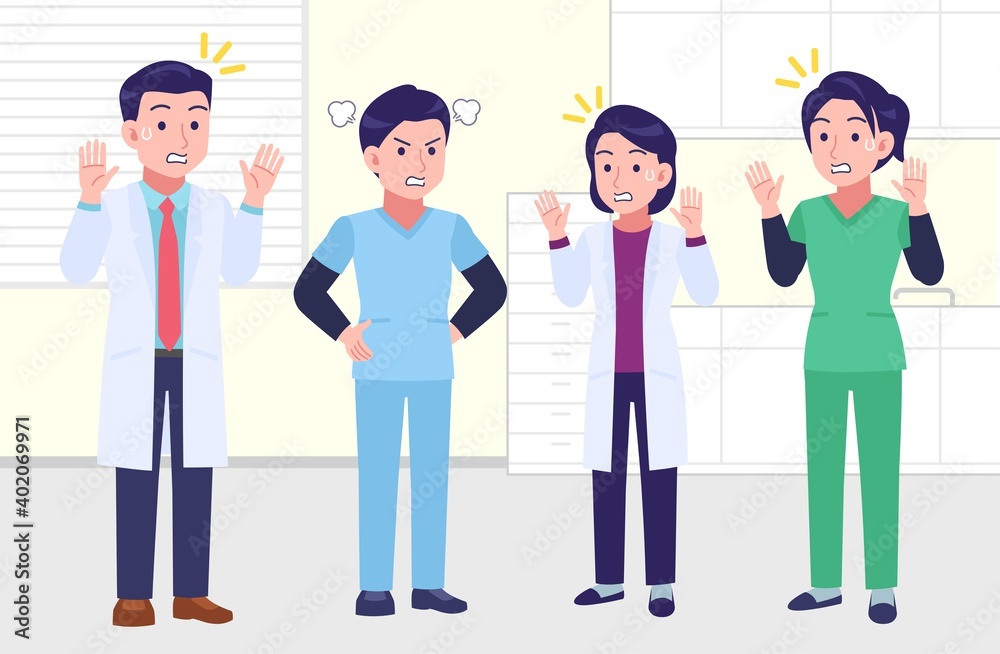 Young and healthy healthcare professionals with background Young and healthy healthcare professionals with background