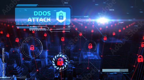 Cyber security data protection business technology privacy concept. Ddos attack