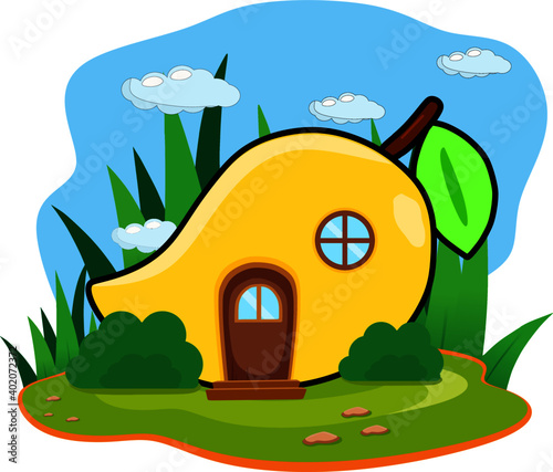Vector illustration of mango fruit house