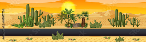 Desert with road nature landscape scene