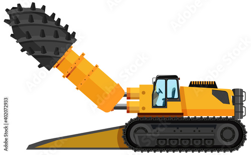 Coal mining roadheader isolated