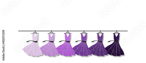 purple dresses on hanger illustration banner heading copy space © HollyHarry