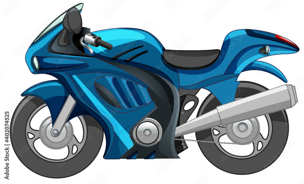 Blue motor bike or racing bike isolated on white background