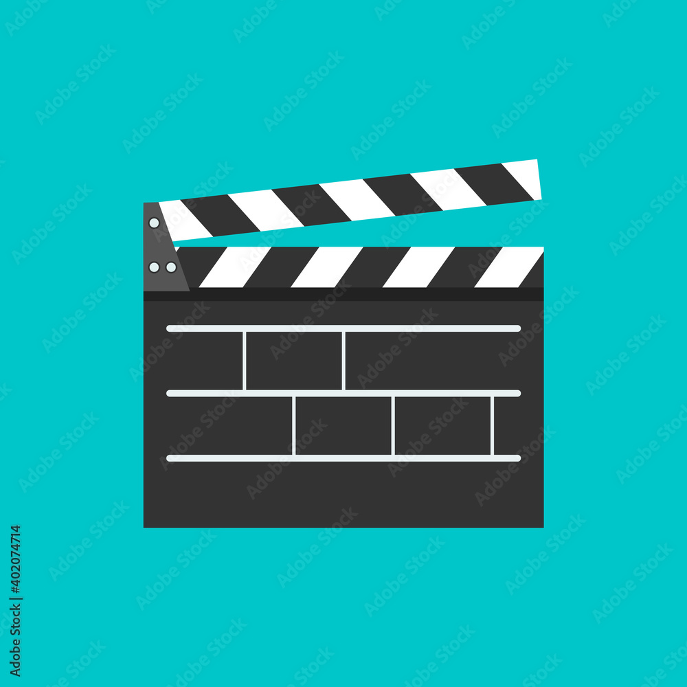Clapperboard flat icon. Vector illustration.