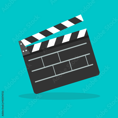 Clapperboard flat icon. Vector illustration.