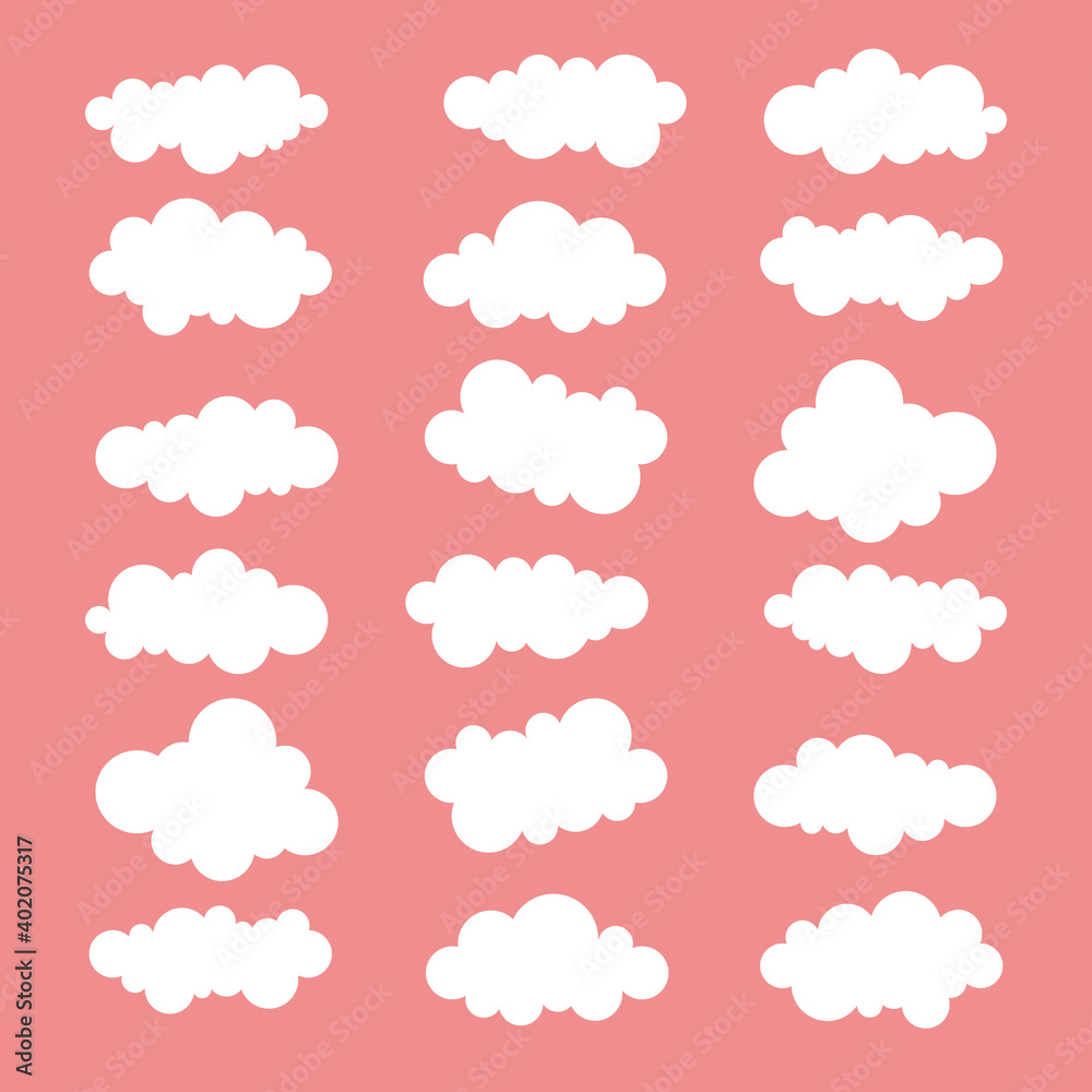 Set of cartoon clouds. Vector illustration.