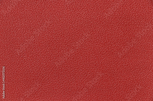 Dark red genuine leather. Texture and close-up.