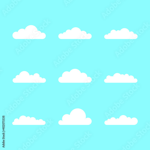 Set of cartoon clouds. Vector illustration.