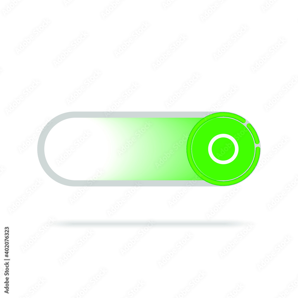 On Off switch slider style power buttons with green button background, The On buttons are enclosed in green and white circle with shadow On Off switch slider style power buttons with green button background, The On buttons are enclosed in green and white circle with shadow