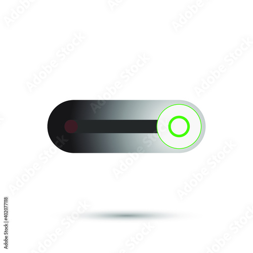 On Off Push style power buttons, The Off buttons are enclosed in red, The On buttons are enclosed in green with white background.