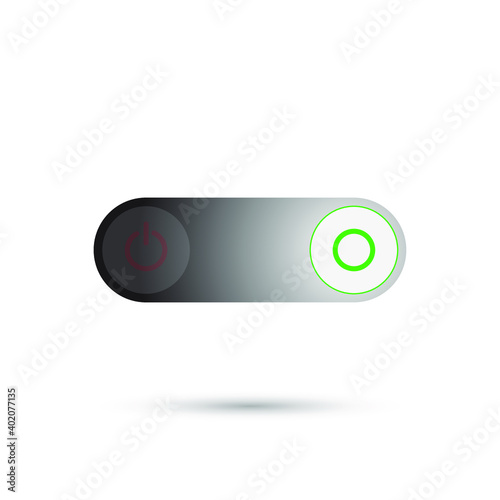 On Off Push style power buttons, The Off buttons are enclosed in red, The On buttons are enclosed in green with white background.