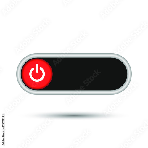 On Off Push style power buttons, The Off buttons are enclosed in red, The On buttons are enclosed in green with white background.