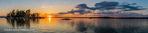 Panorama of Island and Sunset photo