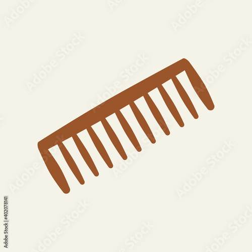 wood comb for combing hair design element illustration.