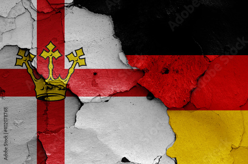 flags of Koblenz and Germany painted on cracked wall