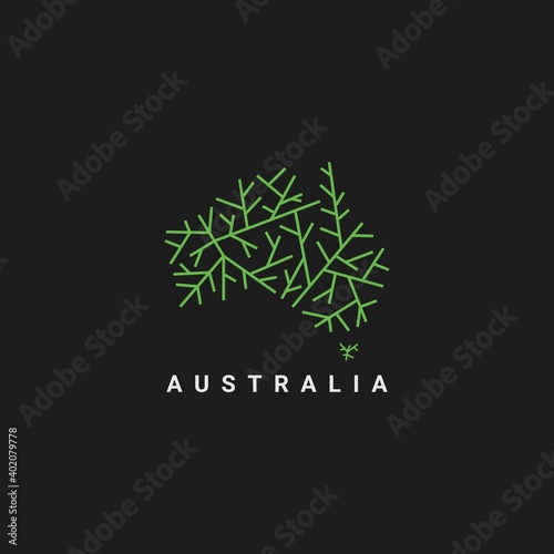 Australia map logo design vector template