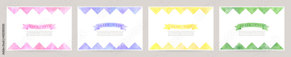 watercolor geometric pattern decoration, vector card design template