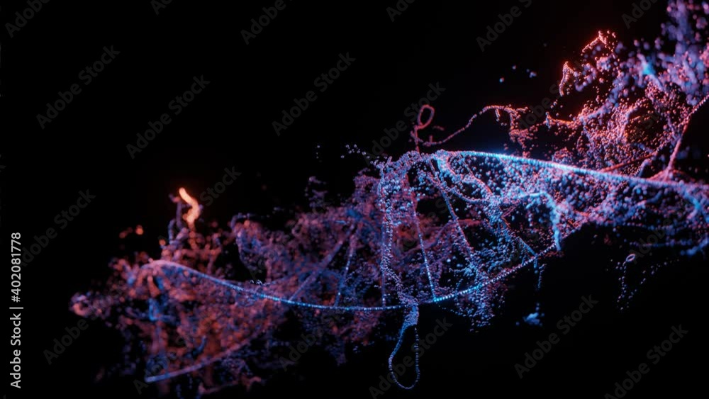 a spinning DNA helix with  particles