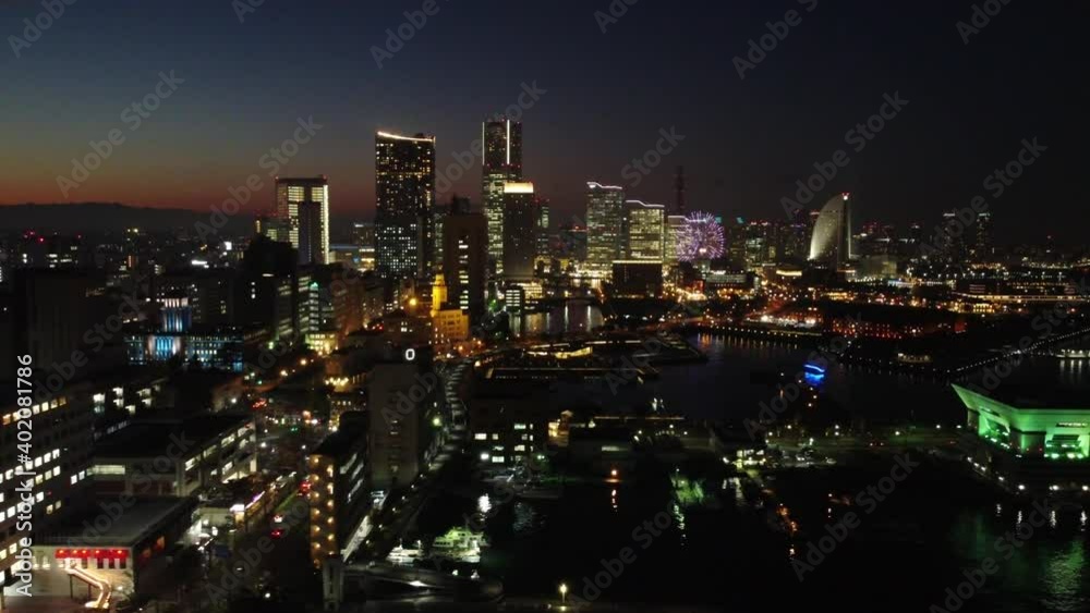Skyline Aerial Night view in Yokohama Skyline Aerial Night view in Yokohama