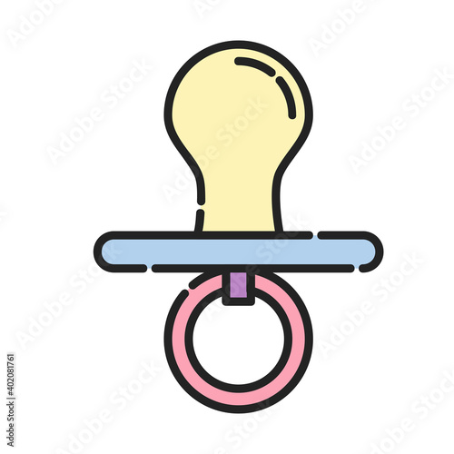 Baby Pacifier, Icon Design. Vector, Clip Art, Illustration, Color Icon design ,Lineal Icon Color.