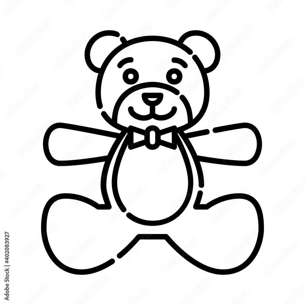 Fototapeta premium Baby teddy bear, Icon design, Vector, Clip art, Illustration, Line icon design Style.