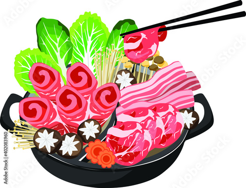 Shabu-Shabu and Sukiyaki in hotpot